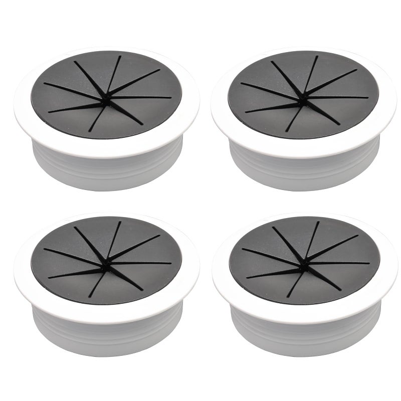 BOPOREAE Desk Grommet 2"" (50 mm), Desk Hole Cover for Cables White and Black, Cable Grommet ABS Plastic, Desk Hole Grommet for Office and Home Table Cable, Flexible Cable Cord Organizer-4 Pcs - Image 1